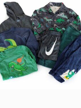 Toddler Boy 2T Clothing Bundle 9pc | Dinosaur Outfits Pajamas Tees Pants Play